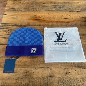 Louis Vuitton Blue Checker Knit Beanie